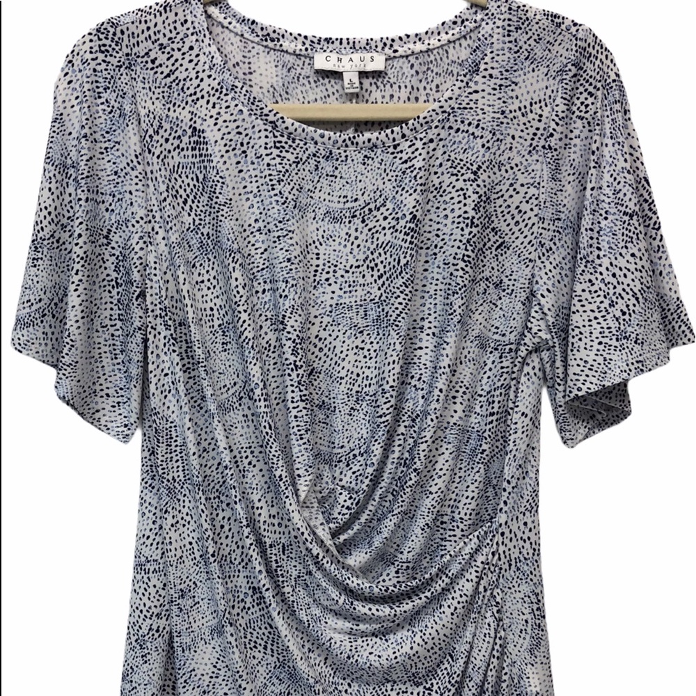 Chaus Wrap Short Flutter Sleeve Blouse Size Large - image 1